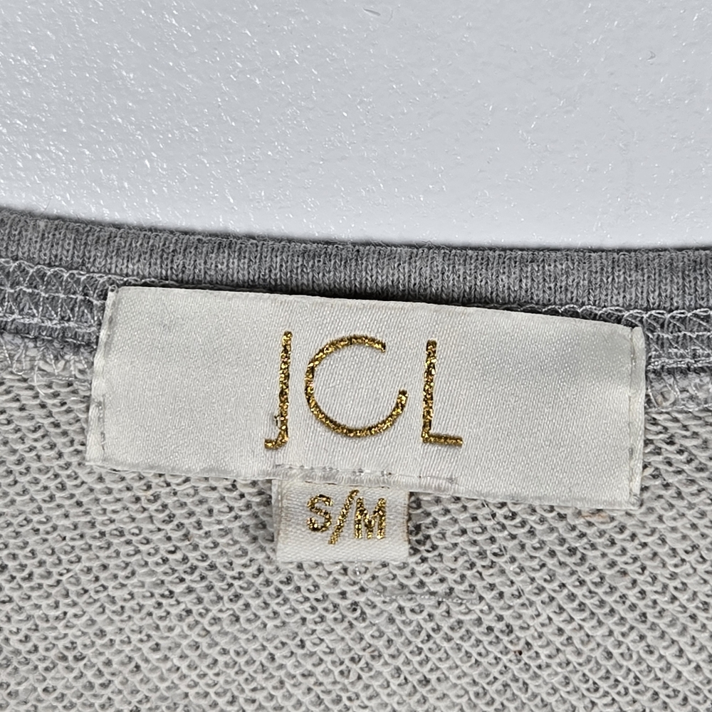 JCL Paris Gray Distressed Sweatshirt w/ Sheer Tulle Overlay Dress Size S/M - Picture 2 of 15